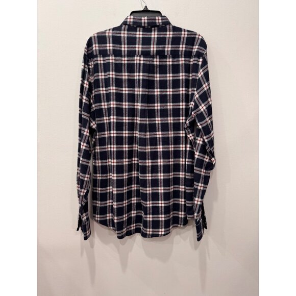 New Report Collection Men's Size S Navy & White Plaid Button-Up Flannel Shirt - Picture 10 of 12